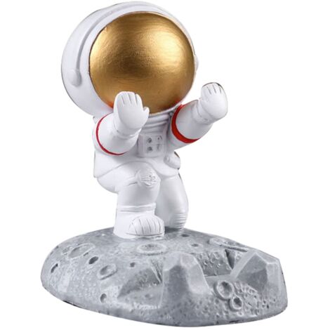 Niedlicher Astronauten-Handyhalter aus Kunstharz – Dekoration für Zuhause, Büro und Auto – Astronauten-Handyhalter zum Drücken (Gold)