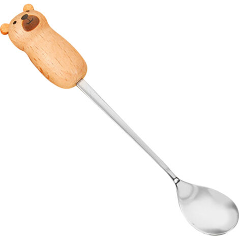 Niedlicher Edelstahl-Teelöffel für Kinder, mit Bärenmotiv, ideal zum Mischen von Desserts, Eiscreme und Getränken, spülmaschinenfest.