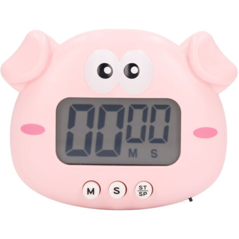 Niedlicher, leichter, tragbarer digitaler Küchentimer aus ABS – Rosa Schweinchen-Timer