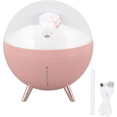 Niedlicher Luftbefeuchter in Teddybärform, 260 ml, mit Nachtlicht, USB-Anschluss, robustem ABS-Gehäuse, ideal für Kinderzimmer oder Büro, rosa