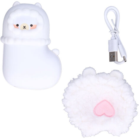 Niedlicher Schaf-Handwärmer, tragbarer USB-Akku, Mini-Elektroheizung (weiß)