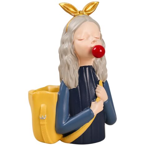 Niedlicher Stiftehalter aus Kunstharz für die Bürodekoration – Gelbes Bubble-Girl-Motiv