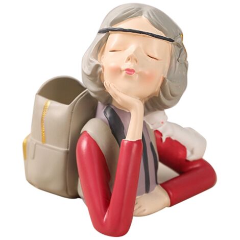 Niedlicher Stiftehalter aus Kunstharz für Mädchen, Bürodekoration, handgefertigtes Ornament, Rot