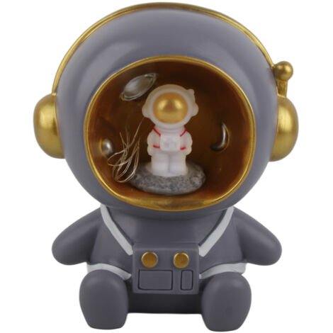 Niedliches Astronauten-Nachtlicht, dekoratives Sparschwein fürs Kinderzimmer, Geburtstagsgeschenk für Jungen und Mädchen, graue Schreibtischdekoration