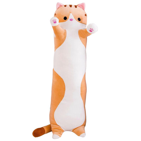 Niedliches Dekokissen in Form einer liegenden Katze, Plüschtier, ideales Geschenk zum Einschlafen