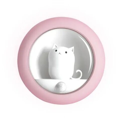 Niedliches Katzen-Nachtlicht mit LED-Sensor, Stimmungslicht fürs Schlafzimmer, USB-Wandleuchte für Schrank und Wand, Smart-Home-Beleuchtung, Schlafzimmerdekoration, Rosa