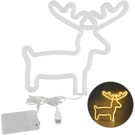 Niedliches Neon-LED-Leuchtschild mit Hirschmotiv, gelbes Licht, Dekoration für Weihnachten, Geburtstag, Hochzeit, Party