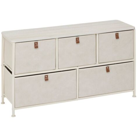 Niedrige kommode tissa beige 5 schubladen - 5five