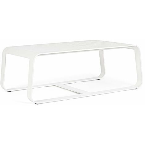 Niedriger Couchtisch "Merrigan"  aus pulverbeschichtetem Aluminium für den Außenbereich und den Garten -Weiss