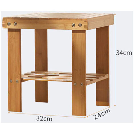 Niedriger Hocker aus natürlichem Bambus mit Ablagefach für Kinder und Erwachsene (322434cm)