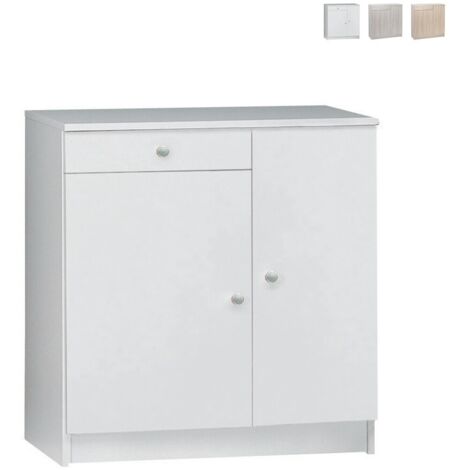 Niedriger Mehrzweck-Kleiderschrank mit zwei Türen und einer Schublade Weiß 77x34x h80 cm