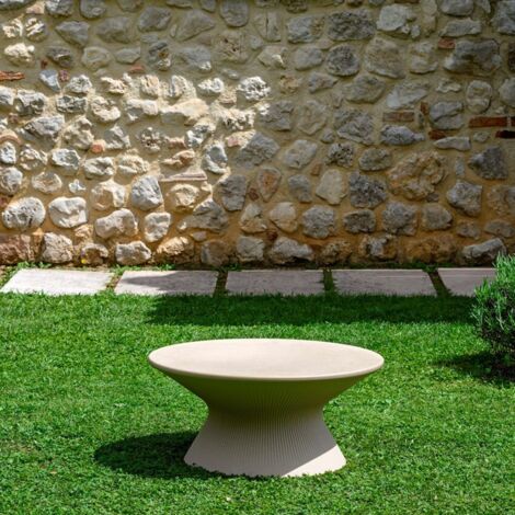 Niedriger runder Couchtisch modernes Design Garten Terrasse Fade T1-C  Beige