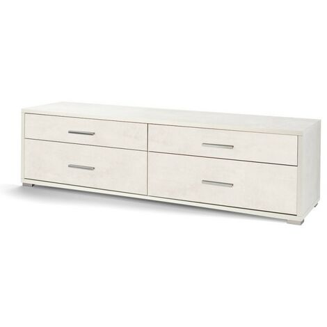 Niedriger TV-Schrank aus Holz mit vier Schubladen in Ossido White 179x47x h50 cm