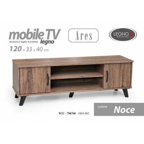 Niedriges Wohnzimmermöbel TV-Möbel Nussbaum Sideboard cm 120 x 33 x 40 h