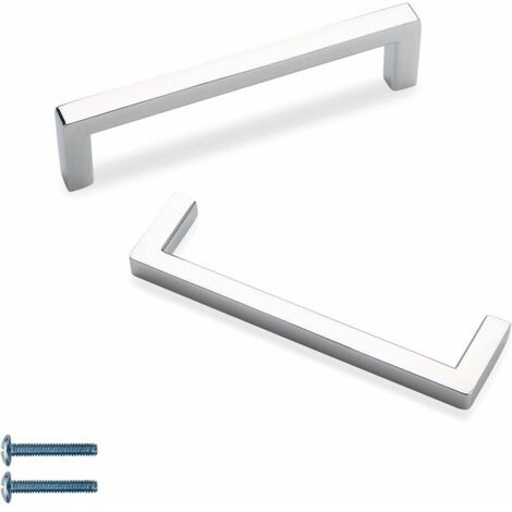 [NIEMALS VERWENDET] 10 Stück Schubladengriffe Edelstahl Möbelgriffe für Schrank Schminktisch mit Schrauben Silber - 128mm