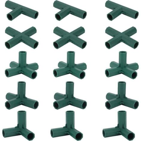 [NIEMALS VERWENDET] 15 Stück Gewächshaus-Rahmenverbinder, Gartenrahmen-Eckverbinder, 16 mm Propellerstange, 5 Arten, robuste, stabile Halterung für Gewächshaus