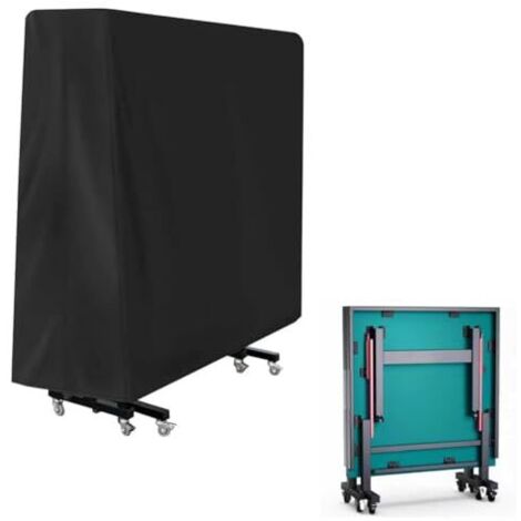 [NIEMALS VERWENDET] 165 × 70 × 185 cm Outdoor-Ping-Pong-Tischabdeckung, wasserdichte Oxford-Ping-Pong-Tischabdeckung, reißfest, UV-beständig, winddicht, für draußen und drinnen, Schwarz