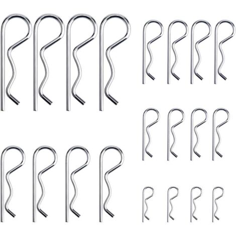 [NIEMALS VERWENDET] 20 Stück R-Clips-Haltestifte, verzinktes, robustes Splint-Kupplungsbolzen-Sortiment-Set für Abschleppwagen-Verriegelungssysteme, M1,2–M3,5