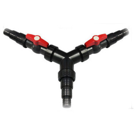 [NIEMALS VERWENDET] 3-Wege-Y-Verteiler-Wasserspender, 2 Absperrventile 25/32/38 mm (1"/1 1/4"/1 1/2") für Teichpumpen und Bachläufe