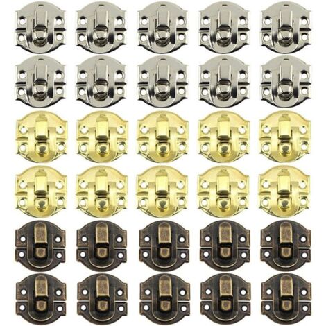 [NIEMALS VERWENDET] 30 Pcs Antike Haspe Verriegelungs Scharniere Spannverschluss Haspe Latch Verschluss mit Schrauben für Holzkiste Koffer Schmuckkisten