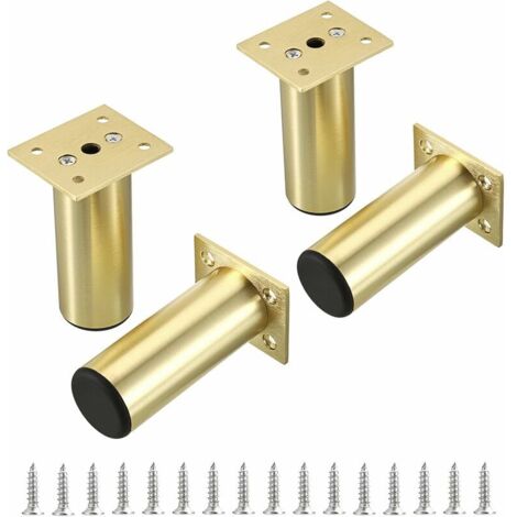 [NIEMALS VERWENDET] 4 Stück Möbelfüße Verstellbar 10cm Tischbeine Metall Sofafüße Möbelbeine für Bett Schränke mit Schrauben Gold