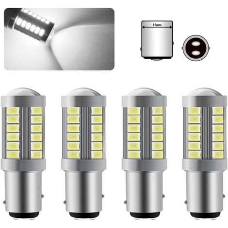[NIEMALS VERWENDET] 4 x 1157 BAY15D LED-Leuchtmittel, superhell, weiß, 6000 K, 5630, 33 SMD, Canbus-Bremslicht, 12 V