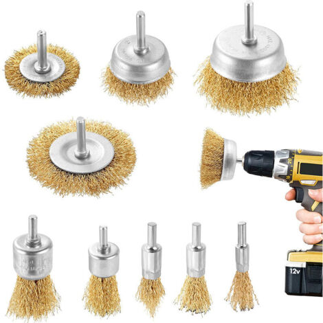 [NIEMALS VERWENDET] 9-Teilig Drahtbürste Bohrmaschine Rostentferner Scheiben Bürstenaufsatz für Polieren Rost Farbe Enthält Verschiedene Größen