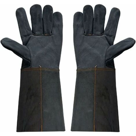 [NIEMALS VERWENDET] BBQ-Schweißhandschuhe aus echtem Leder, langärmlig, Schutzhandschuhe gegen Burnout. Länge 38 cm