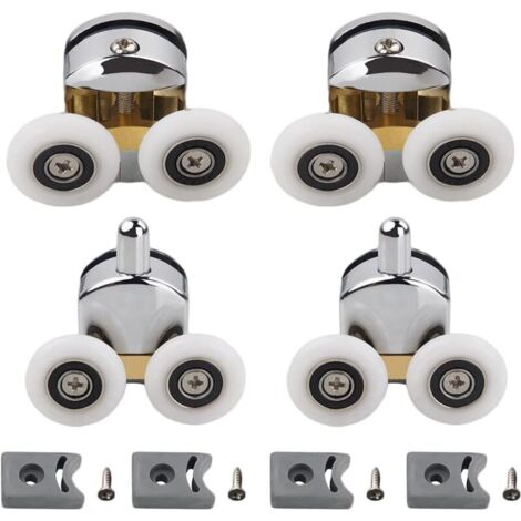 [NIEMALS VERWENDET] Duschtürrollen, Kunststoff-Türräder, für 4–6 mm dickes Glas, 23 mm Durchmesser (2 obere Rollen und 2 untere Rollen) (23 mm)