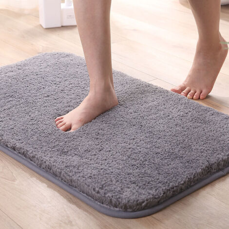 [NIEMALS VERWENDET] Extra dicke, rutschfeste und saugfähige Badematte, für Badezimmer, Dusche, Bodenmatte aus Chenille, maschinenwaschbar (grau, 60 x 90 cm)