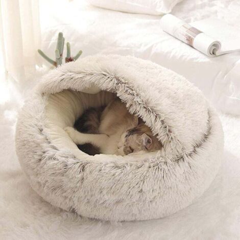 [NIEMALS VERWENDET] Flauschiges Katzenkörbchen, Anti-Stress, Extra Weich, Beruhigendes Hundebett, XL Sofa, Bequem, Waschbar, Für Zuhause, Kissen, Rutschfest (50cm, Braun),