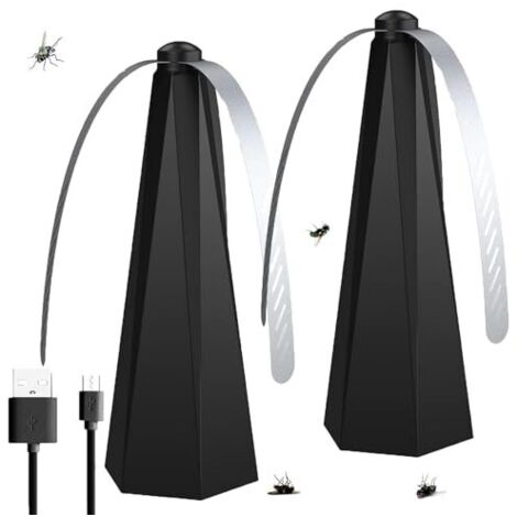 [NIEMALS VERWENDET] Fly USB aufladbar, Fliegenabwehr, Fliegenabwehr Outdoor, Fliegenstaubwedel für den Tisch oder zum Aufhängen, Tischventilator gegen Fliegen, für Camping oder Restaurants (2)