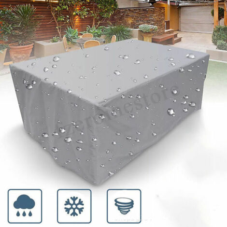 [NIEMALS VERWENDET] Gartenmöbel-Abdeckung, rechteckig für Gartentisch-Set, Schneeschutz, wasserdicht, staubdicht, UV-beständig, atmungsaktiv, wasserdicht und winterfest, Oxfo 21014080cm