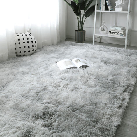 [NIEMALS VERWENDET] Hochflor Teppich Groß Weich 160 x 230 cm wohnzimmerteppich Flauschiger Waschbar Teppich Bettvorleger für Schlafzimmer Wohnzimmer, Grau
