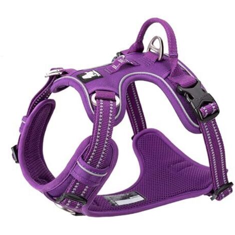 [NIEMALS VERWENDET] Hundegeschirr ohne Ziehen, weiches Nylon, reflektierend, verstellbar, für kleine und große Haustiere, M, Lila