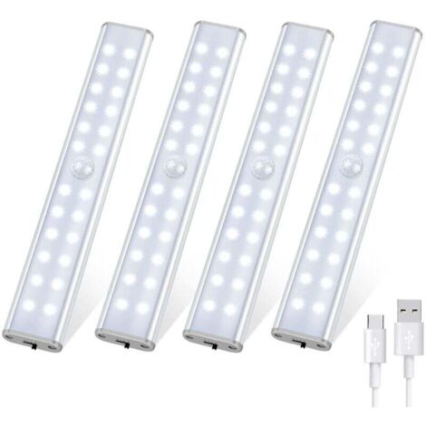 [NIEMALS VERWENDET] LED-Lampe mit Bewegungsmelder für den Innenbereich, 4 Stück 96 LED-Schranklampe, 4 Beleuchtungsmodi, kabellose wiederaufladbare LED-Lampe, Küchen-LED-Streifen, Nachtlicht für Flure