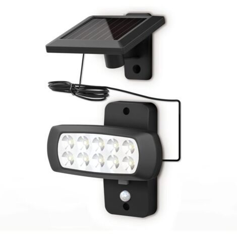 [NIEMALS VERWENDET] LED Solarleuchte Außen IP44, PIR Bewegungsmelder, Wandstrahler Haus Terrasse Balkon Schwarz, Spritzwassergeschützt, Kaltweißes Licht 6500K