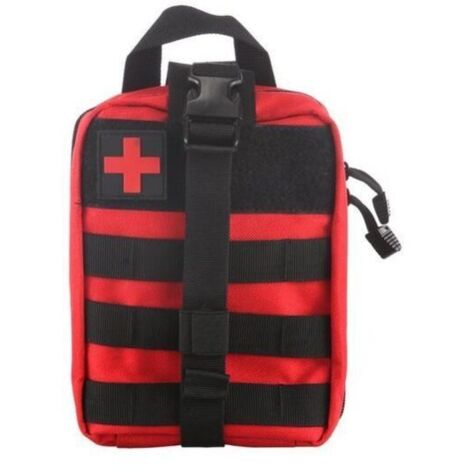 [NIEMALS VERWENDET] Leere Erste-Hilfe-Tasche, taktische medizinische Tasche, Outdoor-Werkzeugtasche für Medizin, Klettern, Rettungswerkzeuge, militärische Multifunktions-Hüfttasche (rot)