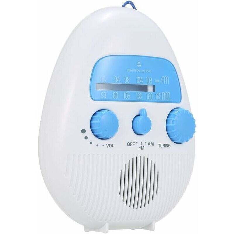 Image of Niemals verwendet] Mini-Duschradio, wasserdicht, Badezimmerradio, batteriebetrieben, FM/AM-Radio