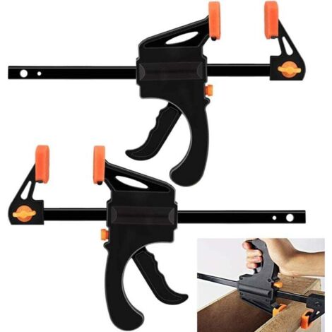 [NIEMALS VERWENDET] Packzwinge, Einhandzwinge, 6 Zoll Schnellzwinge, F-förmige Zwinge, Zimmermannszwingen Edelstahl, 150 mm Spannweite für Schreiner - Schwarz