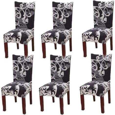 [NIEMALS VERWENDET] Set mit 6 universellen Stretch-Stuhlhussen für europäische Kingsize-Esszimmerstühle