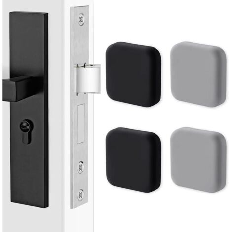 [NIEMALS VERWENDET] Silikon-Türgriffe, quadratischer Wandschutz. Leiser Wandschutz für Griffe, Puffer-Türstopper (schwarz x2, grau x2)
