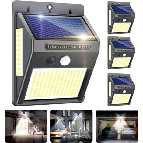 [NIEMALS VERWENDET]  Solarleuchte Außen 4 Stk. 216 LED 1000 Lumen Außen mit Bewegungsmelder 300º Weitwinkel Wasserdicht IP65 Wandleuchte für Garteneingang