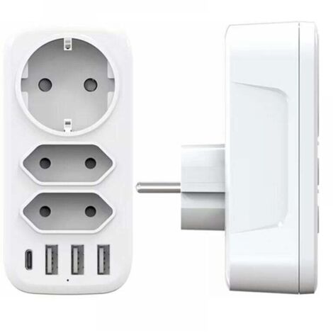 [NIEMALS VERWENDET] USB-Mehrfachsteckdose, 3-Steckdosen-Wandsteckdosenleiste und 3 3A-USB-Anschlüsse, 6-in-1 4000-W-Mehrfach-USB-Ladegerät, USB-Steckdosenleiste für Zuhause, Büro, Reisen, kompatibel m
