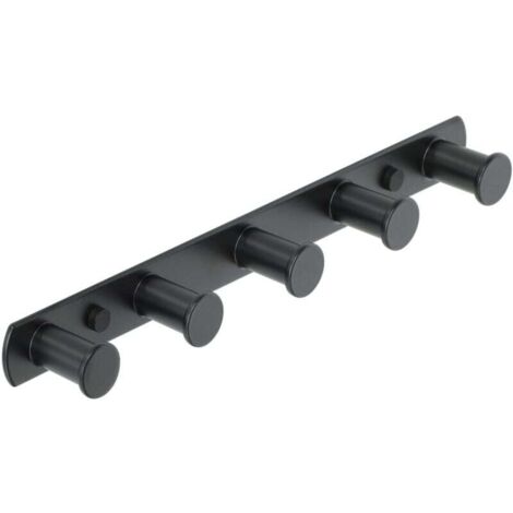 [NIEMALS VERWENDET] Wandgarderobe, Handtuchhaken, Schraub-Wandhaken, Handtuchhalter für Bad und Küche, Edelstahl mattschwarz, 5 runde Haken