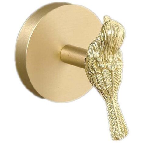 [NIEMALS VERWENDET] Wandhaken aus gebürstetem Messing in Vogelform, goldfarben, für Handtücher, Bademäntel, Badezimmer, Küche, Schlüssel, Hüte, Mäntel, Haken aus gebürstetem Messing