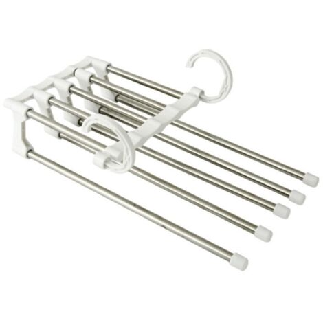 [NIEMALS VERWENDET] Weiß 1 Packung Edelstahl-Hosenbügel Erweiterbar Faltbar Multi-Kleiderbügel Magischer Kleiderbügel-Organizer