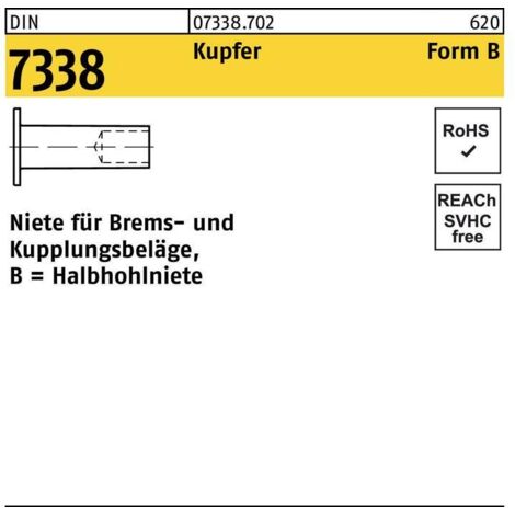 Niete DIN 7338 Form B B 4 x 8Kupfer 100 Stück