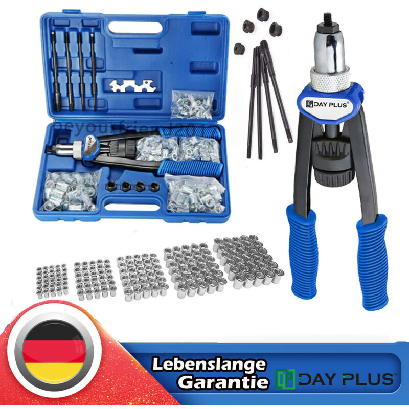 Image of Dayplus - Nietmutternzange Set Hand Nietzange mit M5 M6 M8 M10 M12 Dorne und 150pcs Nieten