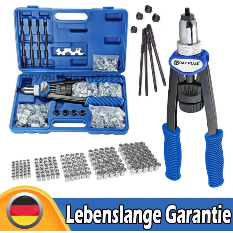 Image of Dayplus - Nietzange Nietmutternzange Nietmuttern M5 M6 M8 M10 M12 mit 150 Sortiment Tools